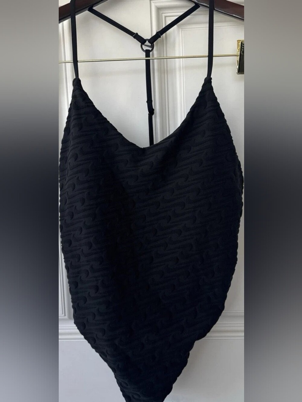 Black Textured Handkerchief Hem Cami Top